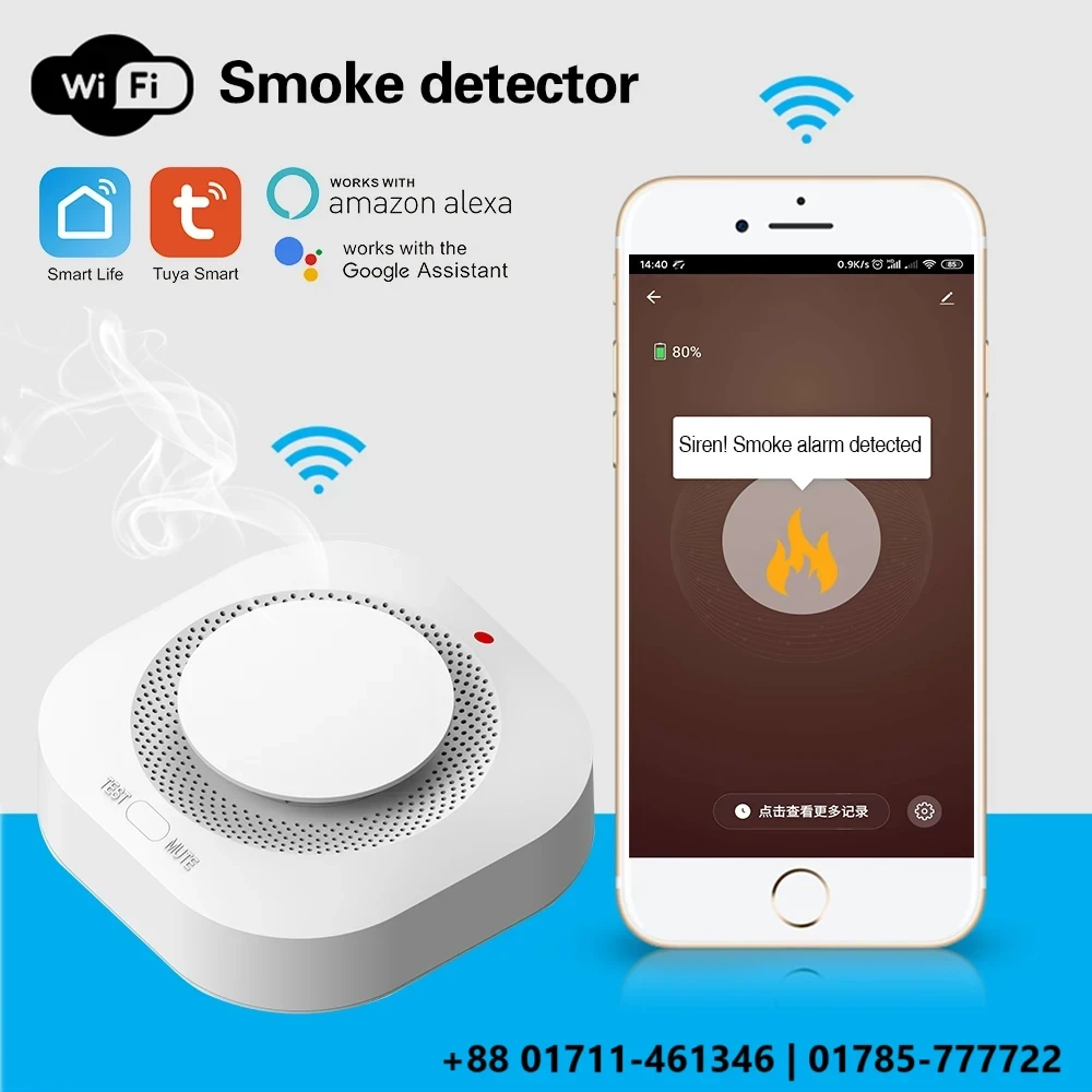 Verbex VT-SD43W WiFi Smart Smoke Fire Detector Alarm